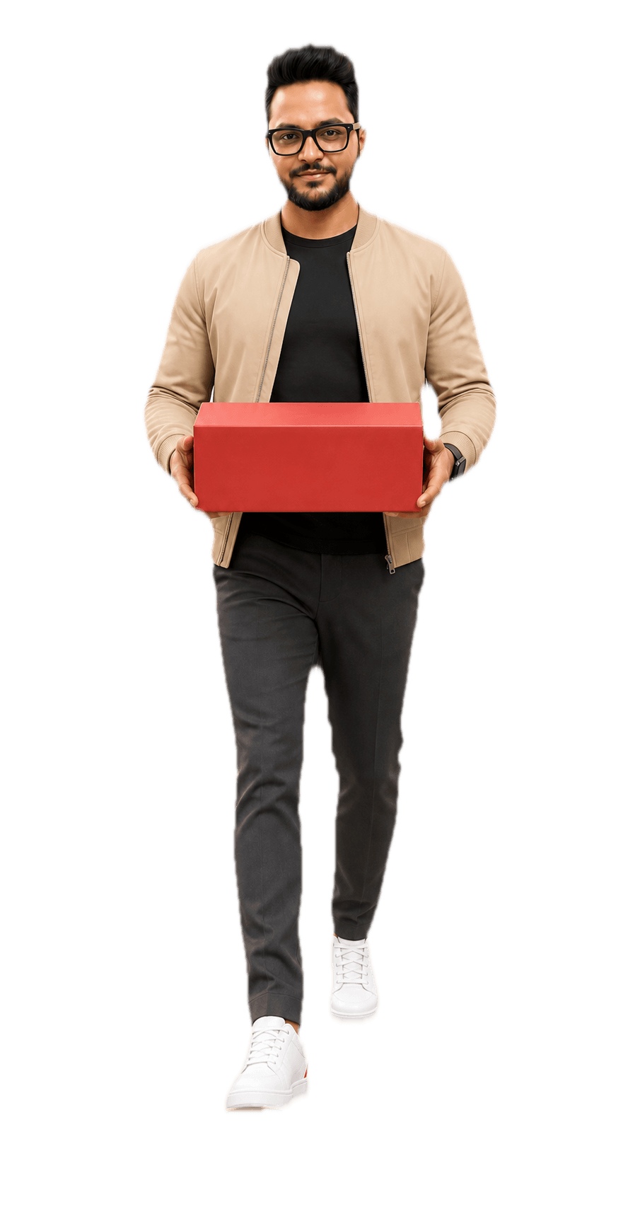 Mr PC Wale carrying a secure red delivery box